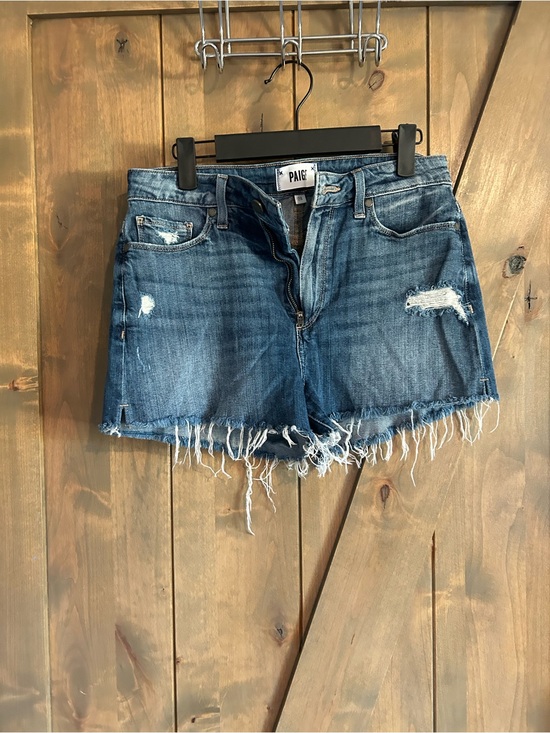 PAIGE Pants - PAIGE Dark Blue Distressed Denim Cutoff Shorts